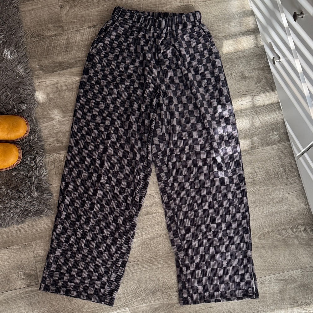 checkered pull on pants